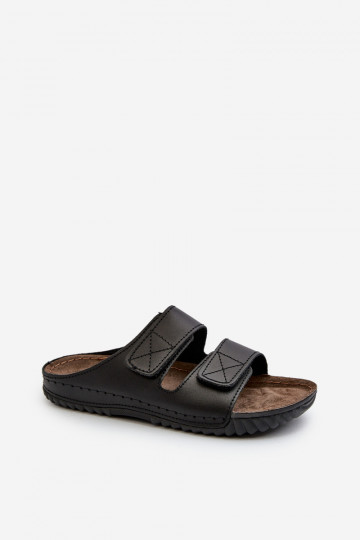 Comfortabele Slippers Heren Met Strepen Met Klittenband Inblu FM00001U Zwart