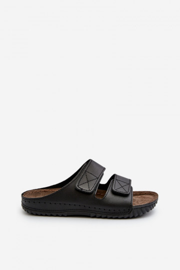 Comfortabele Slippers Heren Met Strepen Met Klittenband Inblu FM00001U Zwart 2
