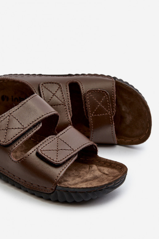 Comfortabele Slippers Heren Met Strepen Met Klittenband Inblu FM00001U Donkerbruin Comfortabele Slippers Heren Met Strepen Met Klittenband Inblu FM00001U Donkerbruin