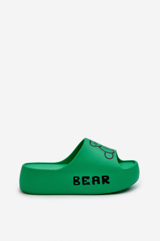 Lichtgewicht pantoffels Damespantoffels met modieuze massieve zolen met teddybeergroene kleur Lamira Lichtgewicht pantoffels Damespantoffels met modieuze massieve zolen met teddybeergroene kleur Lamira