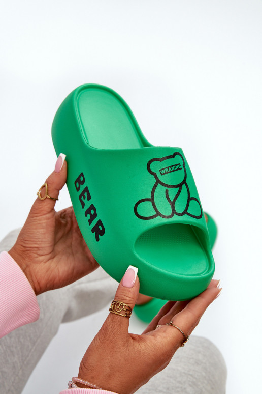 Lichtgewicht pantoffels Damespantoffels met modieuze massieve zolen met teddybeergroene kleur Lamira Lichtgewicht pantoffels Damespantoffels met modieuze massieve zolen met teddybeergroene kleur Lamira