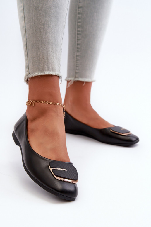 Ballerina's Dames Eco-leer met ornamenten zwarte kleur Edoslli