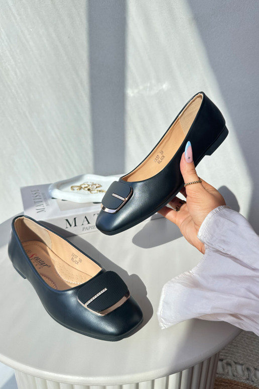 Ballerina's Dames Eco-leer met ornamenten zwarte kleur Edoslli