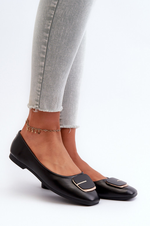 Ballerina's Dames Eco-leer met ornamenten zwarte kleur Edoslli