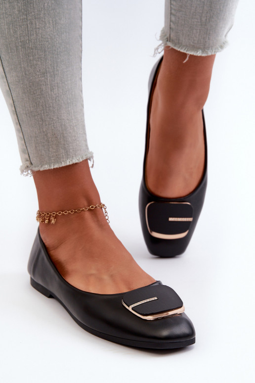 Ballerina's Dames Eco-leer met ornamenten zwarte kleur Edoslli