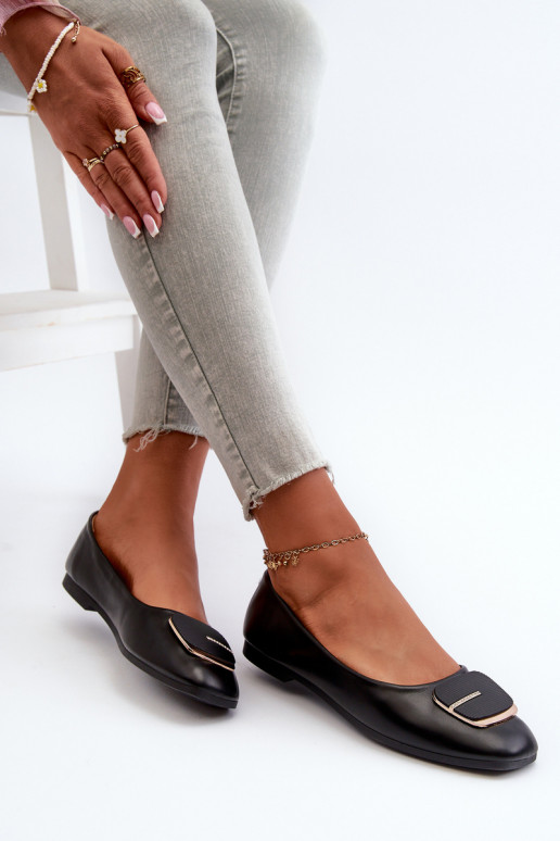 Ballerina's Dames Eco-leer met ornamenten zwarte kleur Edoslli