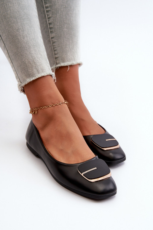 Ballerina's Dames Eco-leer met ornamenten zwarte kleur Edoslli