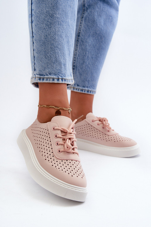 met opengewerkte elementen vrijetijdsschoenen Sneakers model schoenen met een platform roze kleur Tanvi met opengewerkte elementen vrijetijdsschoenen Sneakers model schoenen met een platform roze kleur Tanvi