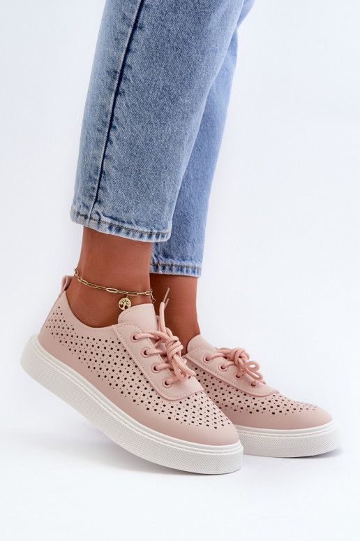 met opengewerkte elementen vrijetijdsschoenen Sneakers model schoenen met een platform roze kleur Tanvi met opengewerkte elementen vrijetijdsschoenen Sneakers model schoenen met een platform roze kleur Tanvi