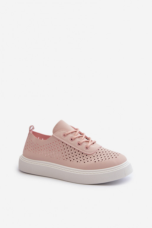 met opengewerkte elementen vrijetijdsschoenen Sneakers model schoenen met een platform roze kleur Tanvi met opengewerkte elementen vrijetijdsschoenen Sneakers model schoenen met een platform roze kleur Tanvi
