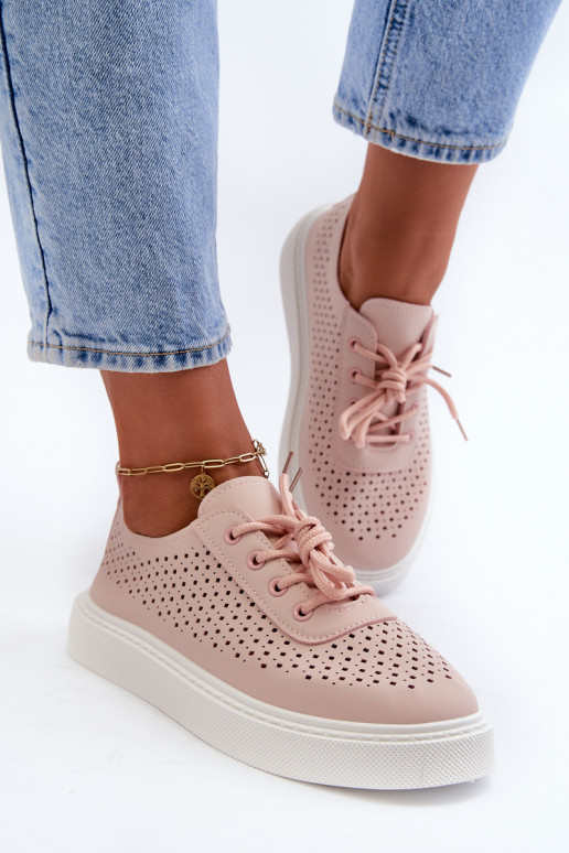 met opengewerkte elementen vrijetijdsschoenen Sneakers model schoenen met een platform roze kleur Tanvi met opengewerkte elementen vrijetijdsschoenen Sneakers model schoenen met een platform roze kleur Tanvi