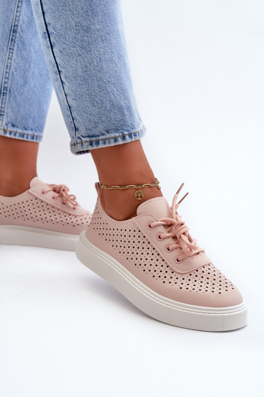 met opengewerkte elementen vrijetijdsschoenen Sneakers model schoenen met een platform roze kleur Tanvi met opengewerkte elementen vrijetijdsschoenen Sneakers model schoenen met een platform roze kleur Tanvi