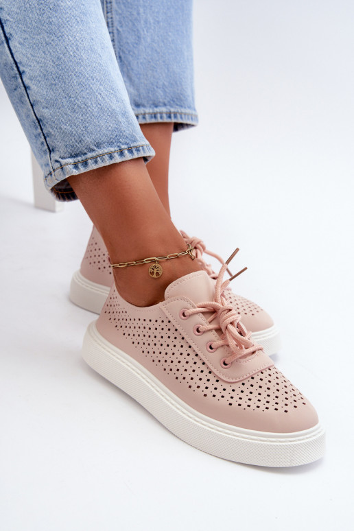 met opengewerkte elementen vrijetijdsschoenen Sneakers model schoenen met een platform roze kleur Tanvi met opengewerkte elementen vrijetijdsschoenen Sneakers model schoenen met een platform roze kleur Tanvi