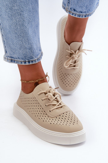 met opengewerkte elementen vrijetijdsschoenen Sneakers model schoenen met plateau beige Tanvi