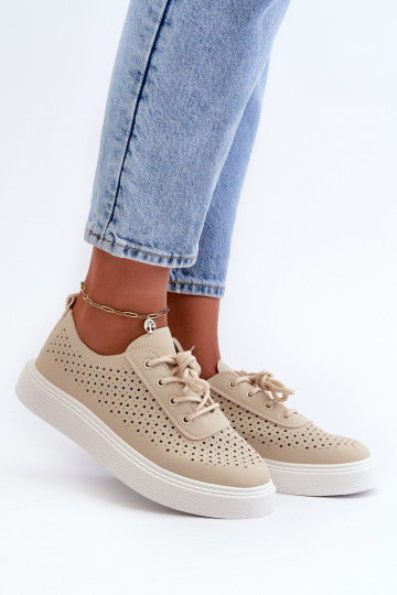 met opengewerkte elementen vrijetijdsschoenen Sneakers model schoenen met plateau beige Tanvi 2