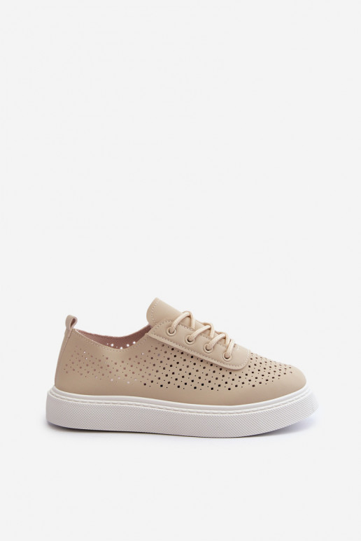 met opengewerkte elementen vrijetijdsschoenen Sneakers model schoenen met plateau beige Tanvi met opengewerkte elementen vrijetijdsschoenen Sneakers model schoenen met plateau beige Tanvi