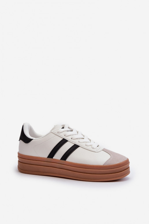 Sneakers model schoenen Dames met plateau in witte kleur Egelia Sneakers model schoenen Dames met plateau in witte kleur Egelia
