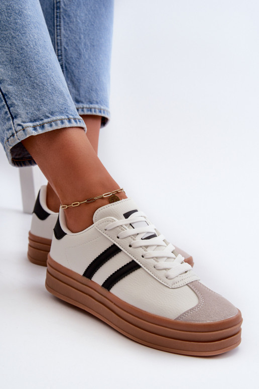 Sneakers model schoenen Dames met plateau in witte kleur Egelia Sneakers model schoenen Dames met plateau in witte kleur Egelia