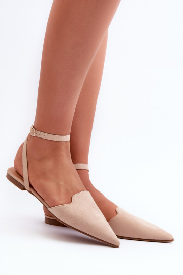 Ballerina's met linten gemaakt van eco-suède Z Schoenen met spitse neus beige Ellesara 2