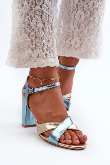 Eko Oda Elegante sandalen met hoge hakken Record blauw-gouden kleur Abilica