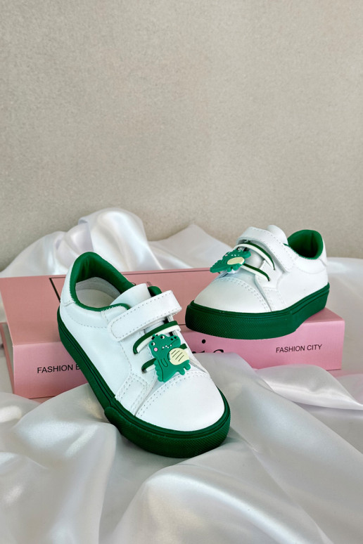 Kindersneakers vrijetijdsschoenen Z Przypinku Witgroene kleur Pennyn Kindersneakers vrijetijdsschoenen Z Przypinku Witgroene kleur Pennyn