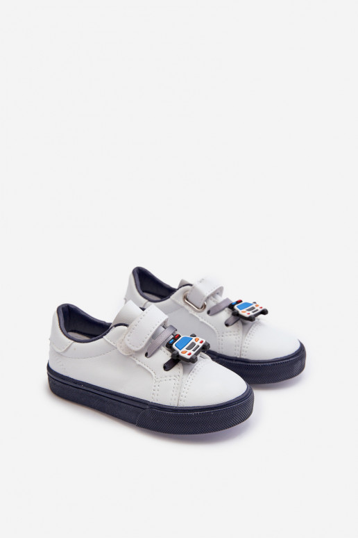 Kindersneakers vrijetijdsschoenen Z Przypinku Wit-donkerblauwe kleur Pennyn Kindersneakers vrijetijdsschoenen Z Przypinku Wit-donkerblauwe kleur Pennyn