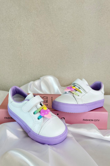 Kindersneakers vrijetijdsschoenen Z Przypinku Wit-Paarse kleur Pennyn 2