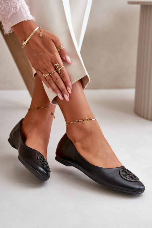 Ballerina's Dames met ornamenten Eco Leather zwarte kleur Rhodike