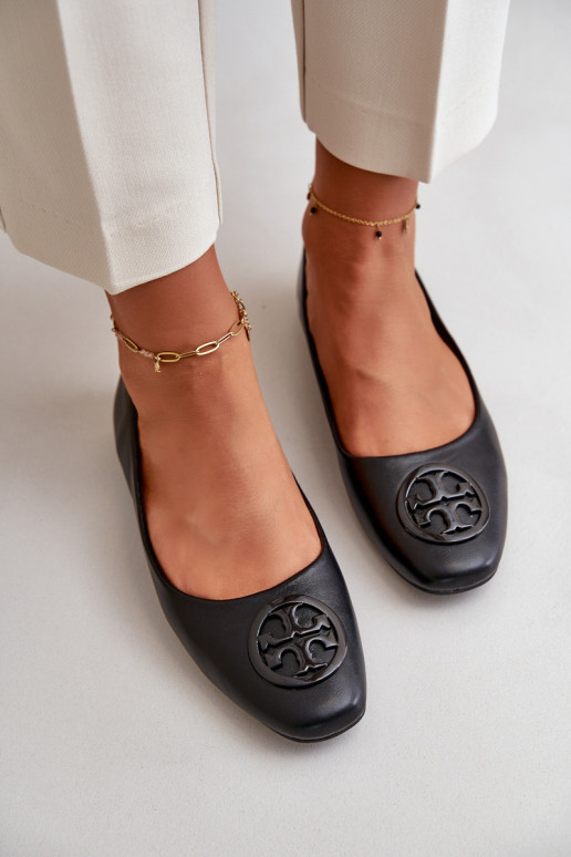 Ballerina's Dames met ornamenten Eco Leather zwarte kleur Rhodike