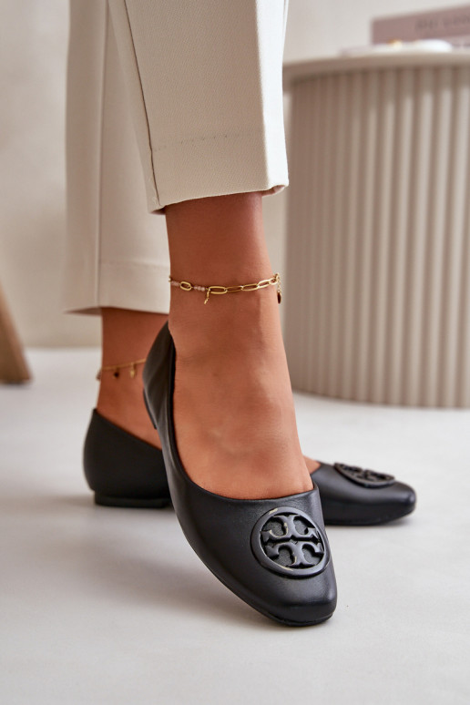 Ballerina's Dames met ornamenten Eco Leather zwarte kleur Rhodike