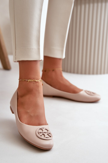Ballerina's Dames met ornamenten Eco Leer beige Rhodike