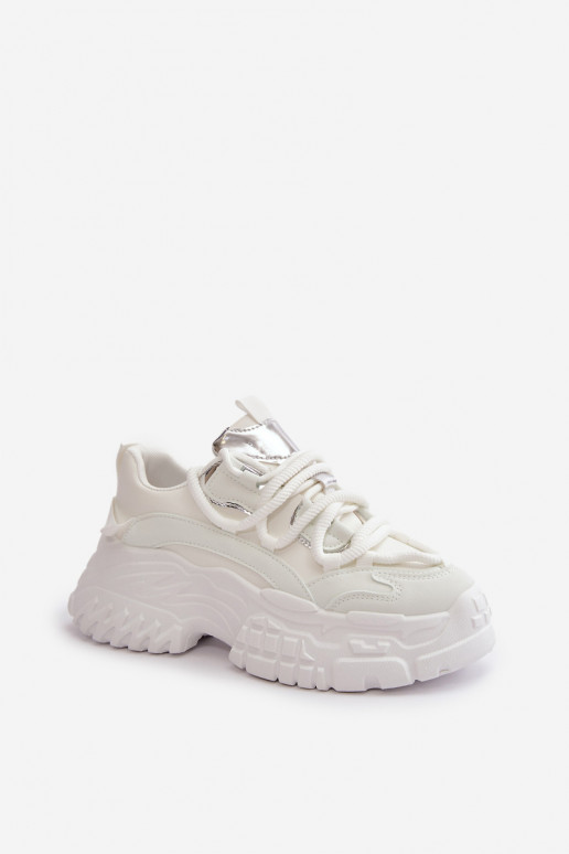 Sneakers model schoenen Dames met modieuze massieve zolen in witte kleur Nevela Sneakers model schoenen Dames met modieuze massieve zolen in witte kleur Nevela