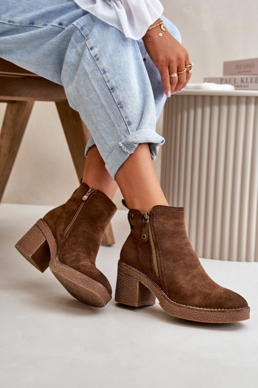 verwarmde dameslaarzen Z van eco-suède donkerbruin Velarilla