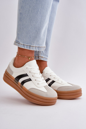Sneakers model schoenen Dames met platform Wit-grijze kleur Nesonice 2