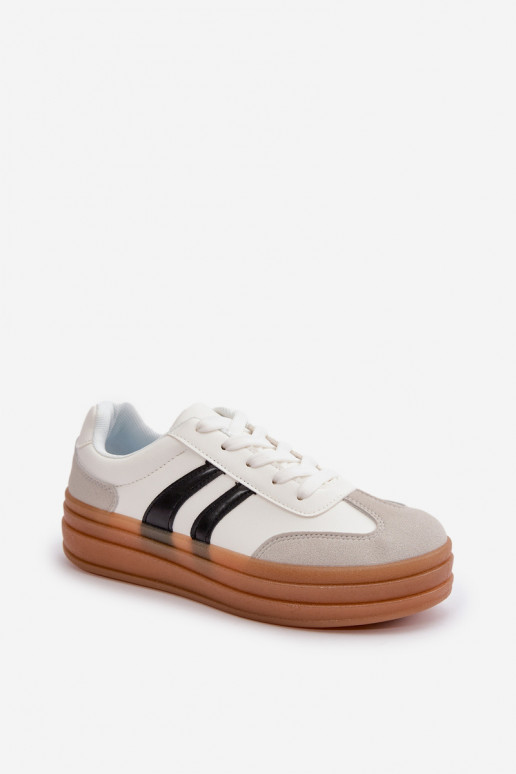 Sneakers model schoenen Dames met platform Wit-grijze kleur Nesonice Sneakers model schoenen Dames met platform Wit-grijze kleur Nesonice