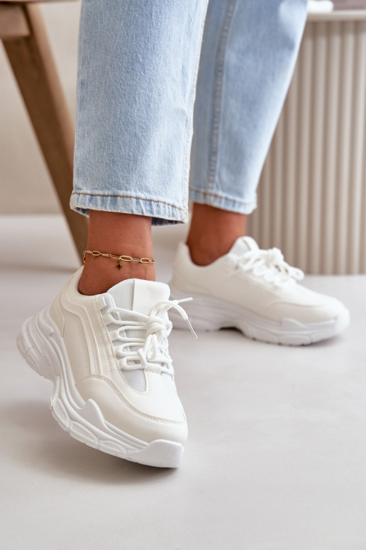 Sneakers model schoenen sportschoenen Dames Op een dikke zool in witte kleur Lerila