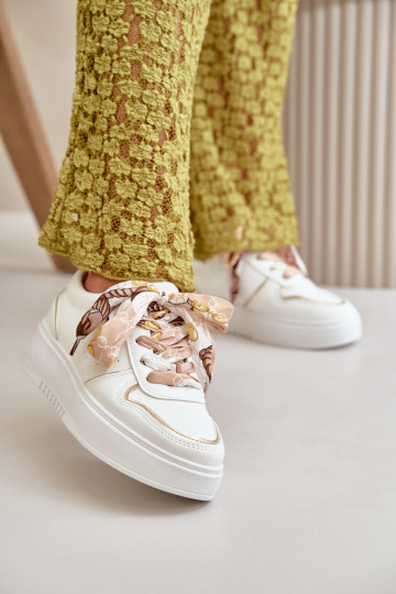 Sneakers model schoenen Dames met plateau Met decoratieve veters in de kleur wit Mistra