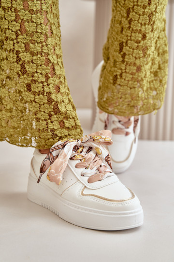 Sneakers model schoenen Dames met plateau Met decoratieve veters in de kleur wit Mistra 2