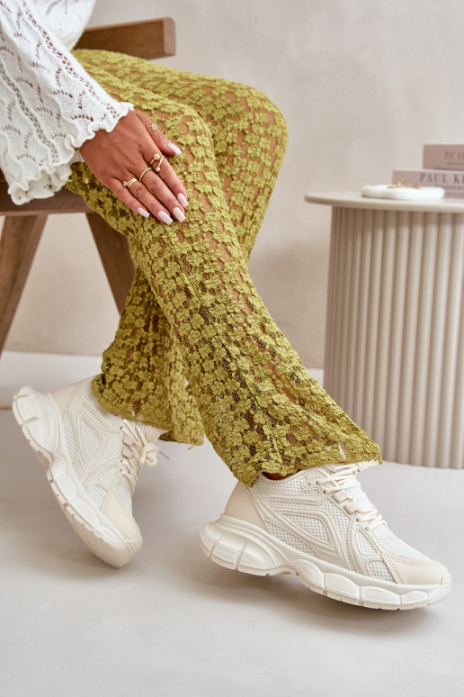 sportschoenen Sneakers model schoenen Dames beige Timoci