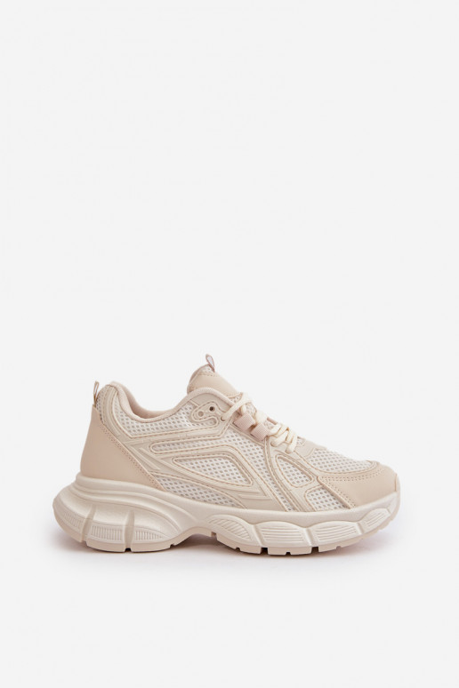 sportschoenen Sneakers model schoenen Dames beige Timoci