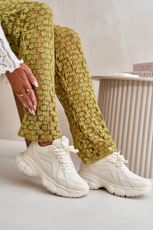 sportschoenen Sneakers model schoenen Dames beige Timoci