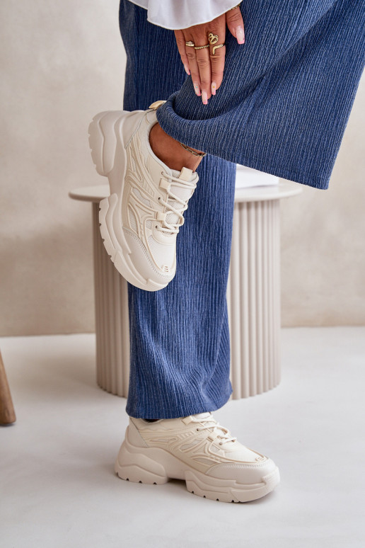 sportschoenen Sneakers model schoenen Dames met modieuze massieve zolen ivoor Lerista sportschoenen Sneakers model schoenen Dames met modieuze massieve zolen ivoor Lerista