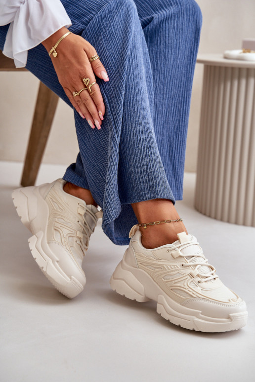 sportschoenen Sneakers model schoenen Dames met modieuze massieve zolen ivoor Lerista sportschoenen Sneakers model schoenen Dames met modieuze massieve zolen ivoor Lerista