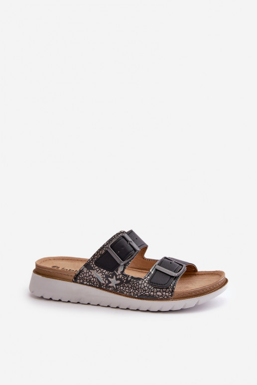 Dames Comfortabele pantoffels met gespen Inblu CN000033 donkerblauw Dames Comfortabele pantoffels met gespen Inblu CN000033 donkerblauw