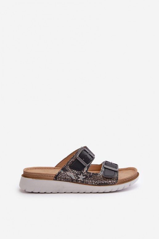 Dames Comfortabele pantoffels met gespen Inblu CN000033 donkerblauw Dames Comfortabele pantoffels met gespen Inblu CN000033 donkerblauw