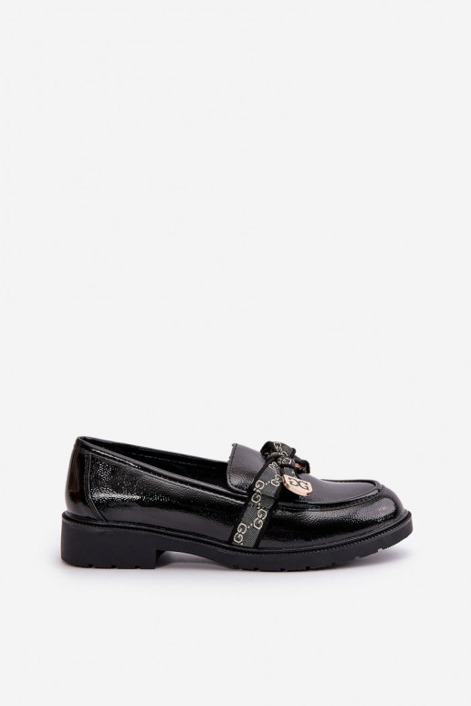 met lakeffect Damesmocassins met linten S.Barski HY42-331A zwarte kleur met lakeffect Damesmocassins met linten S.Barski HY42-331A zwarte kleur
