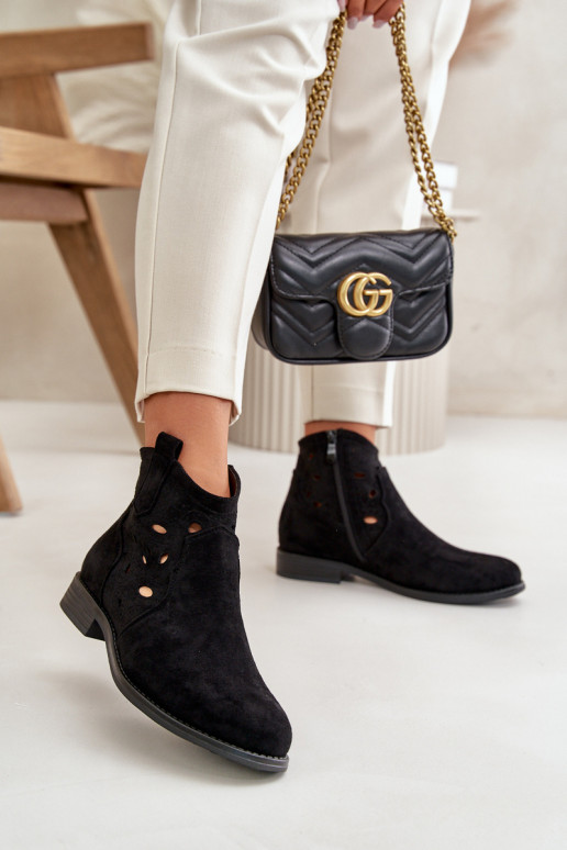 Dameslaarzen met opengewerkte elementen To the Castle zwarte kleur S.Barski HY42-081