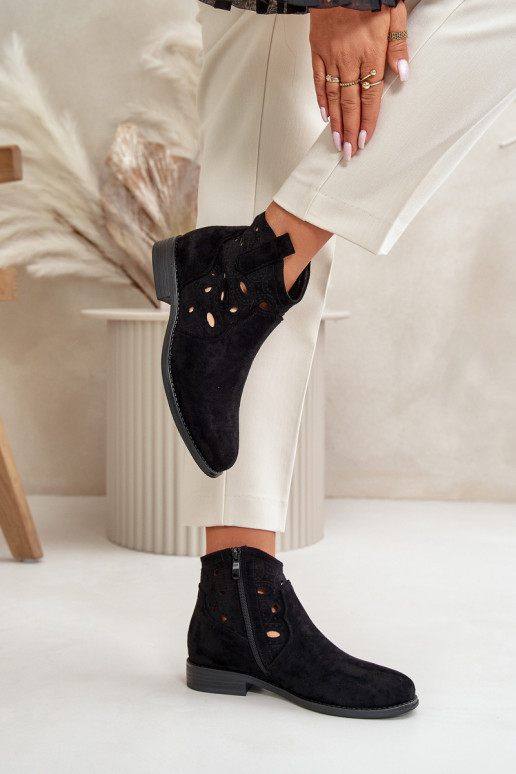 Dameslaarzen met opengewerkte elementen To the Castle zwarte kleur S.Barski HY42-081