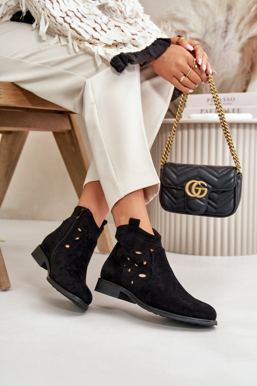 Dameslaarzen met opengewerkte elementen To the Castle zwarte kleur S.Barski HY42-081