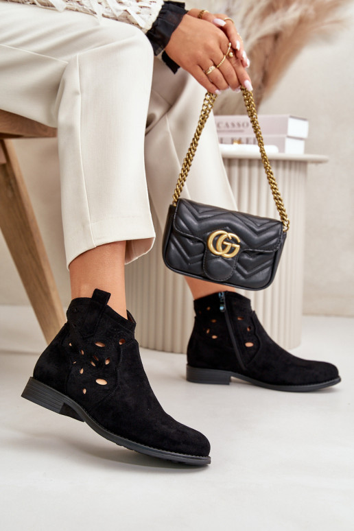 Dameslaarzen met opengewerkte elementen To the Castle zwarte kleur S.Barski HY42-081